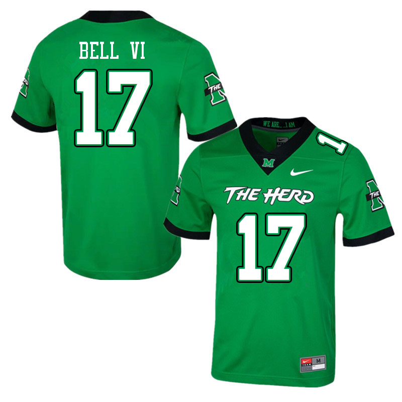 Men #17 Charles Bell VI Marshall Thundering Herd College Football Jerseys Sale-Green - Click Image to Close